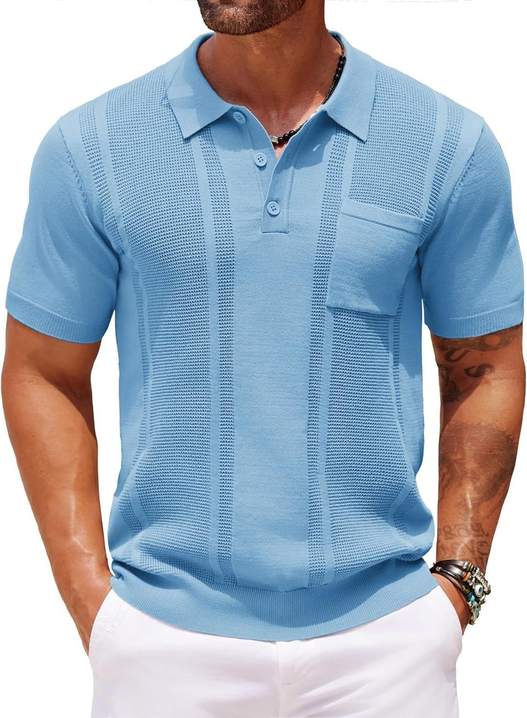 Dave - Casual Textured Knit Polo