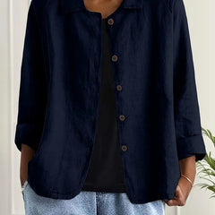 Denise Women's Classic Light Long Sleeve Top - Navy Blue