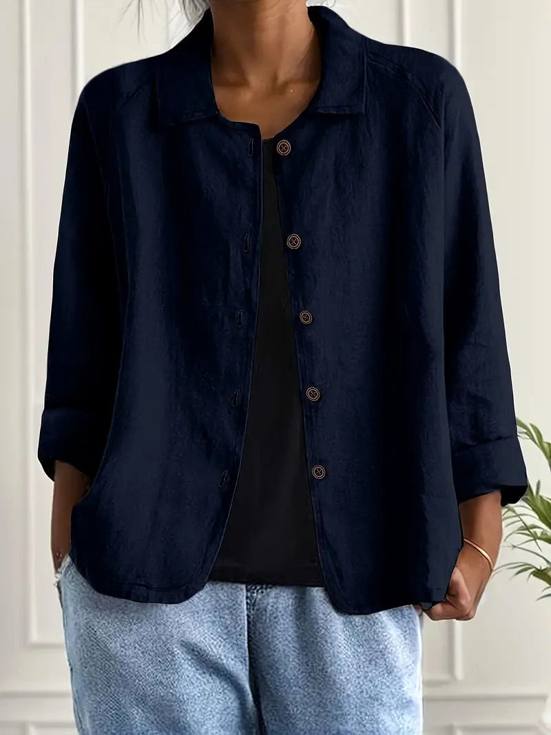 Denise Women's Classic Light Long Sleeve Top - Navy Blue
