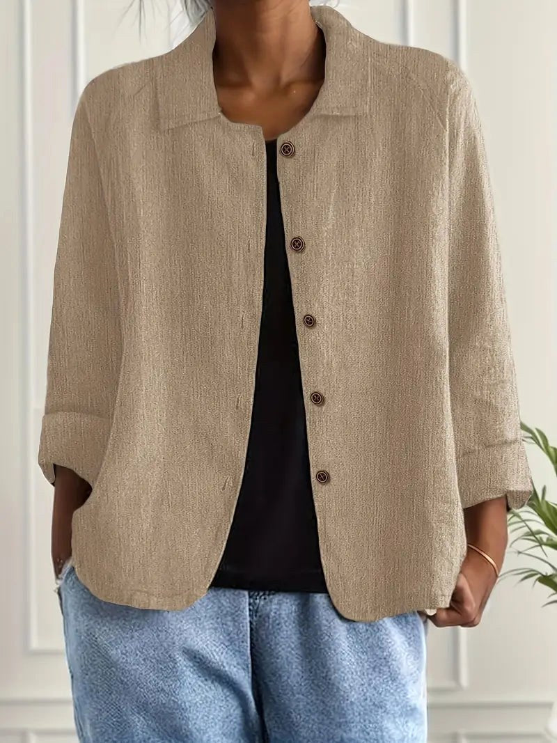 Denise Women's Classic Light Long Sleeve Top - Khaki