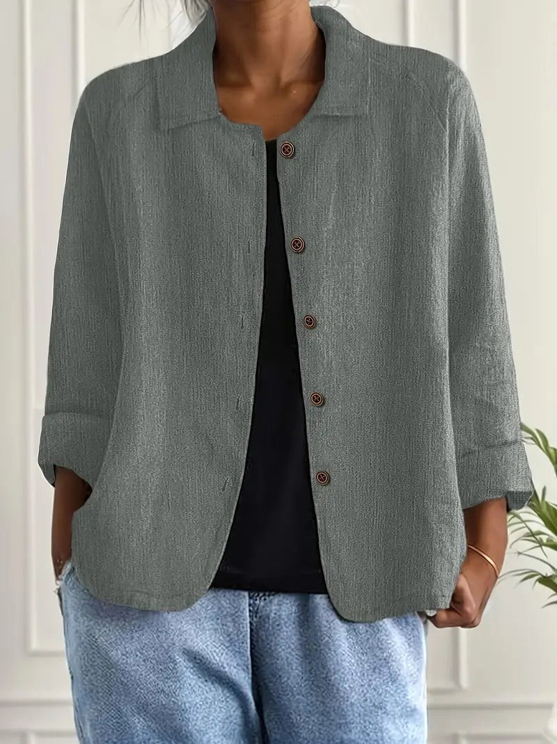 Denise Women's Classic Light Long Sleeve Top - Gray