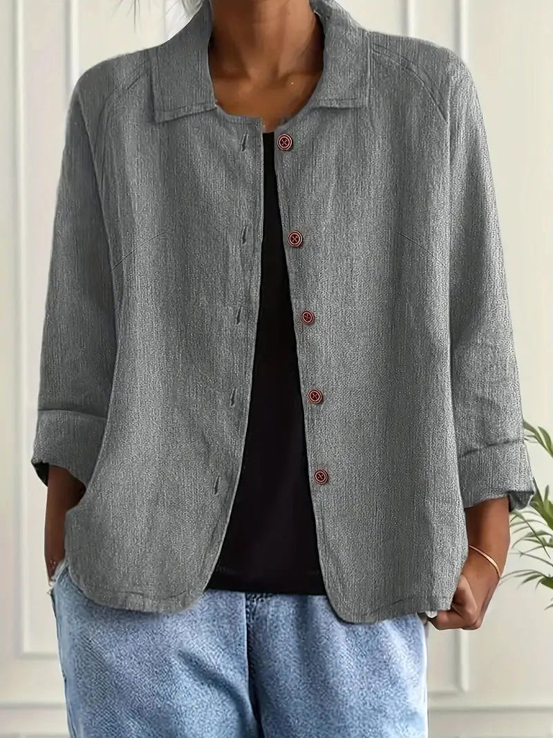 Denise Women's Classic Light Long Sleeve Top - Light Gray