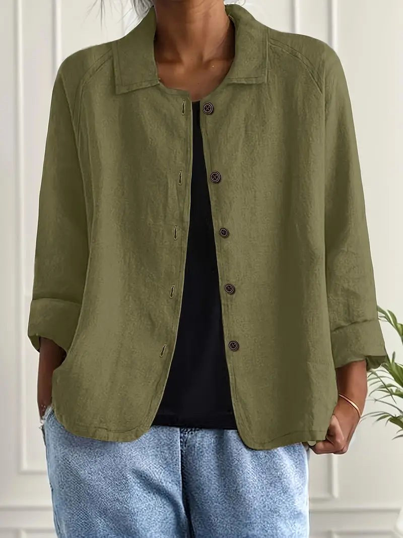 Denise Women's Classic Light Long Sleeve Top - Olive