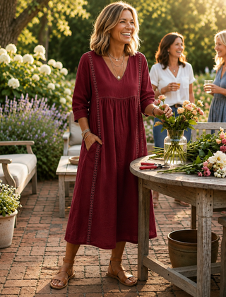 Carmen Lightweight Maxi Dress - Burgundy