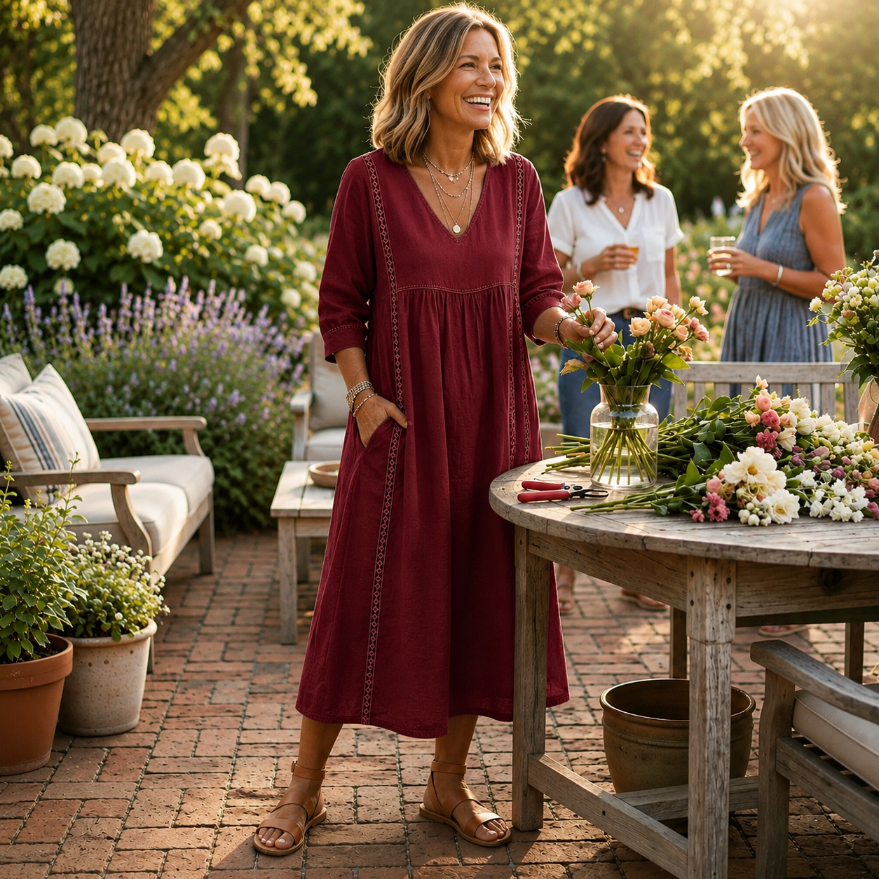 Carmen Lightweight Maxi Dress - Burgundy