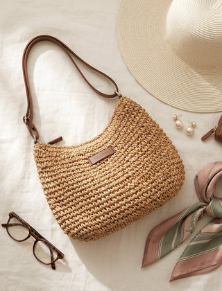 Simona Woven Shoulder Bag - Khaki