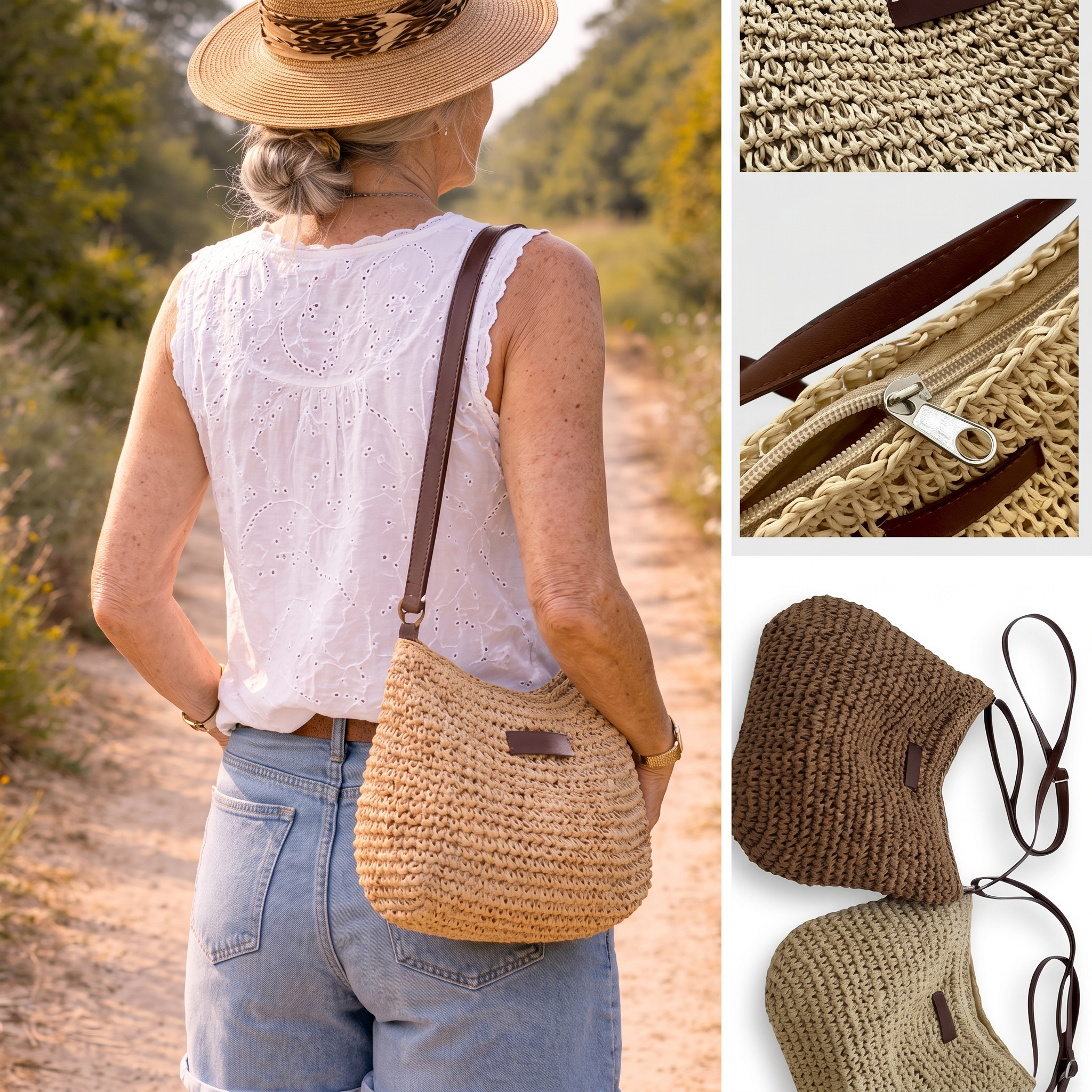 Simona Woven Shoulder Bag - side view