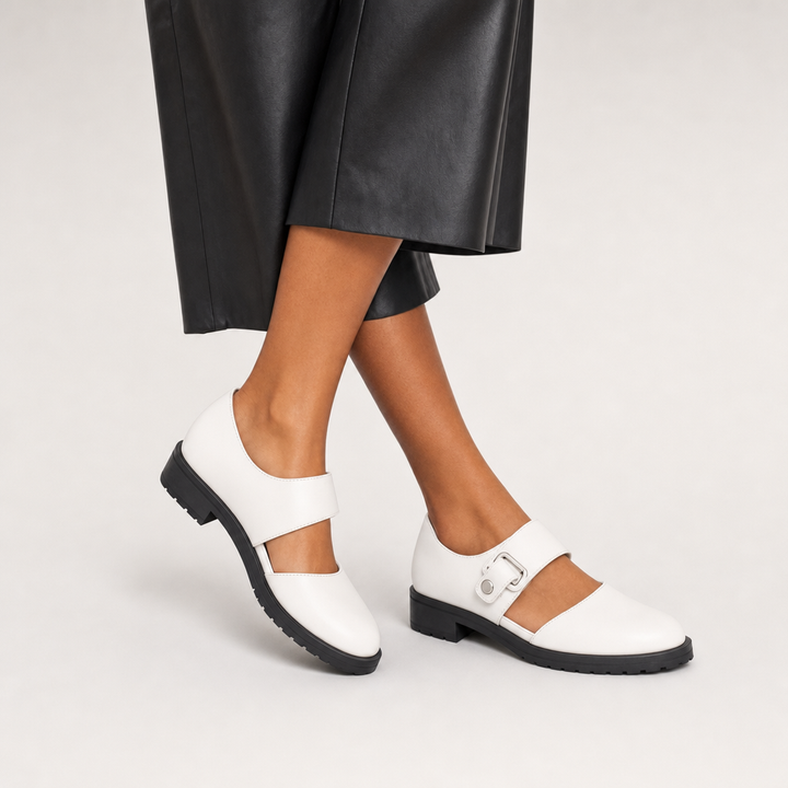 Nadia Elegant Slip-On Loafer - White detail
